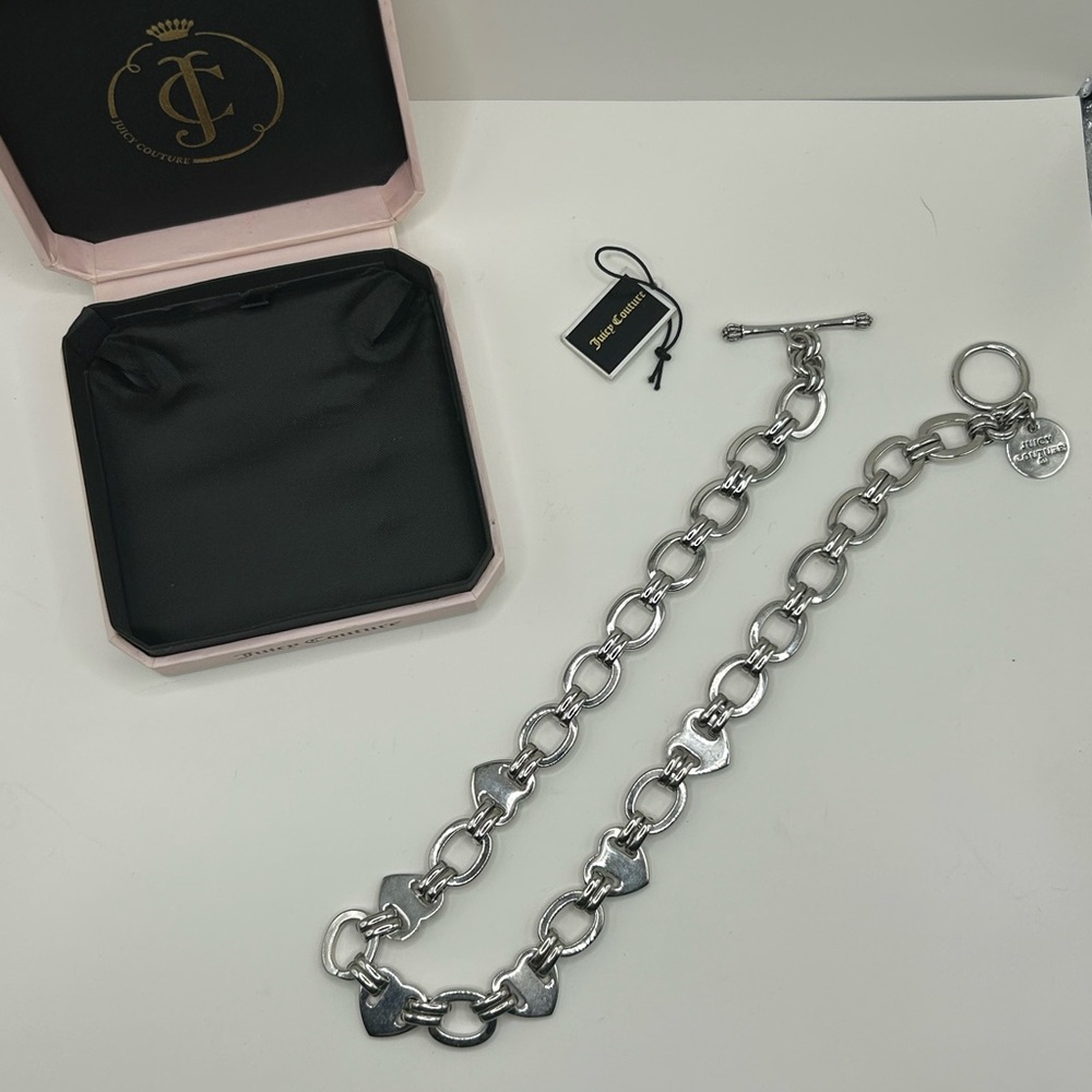 Vintage Juicy Couture Silver Chain Necklace with Box